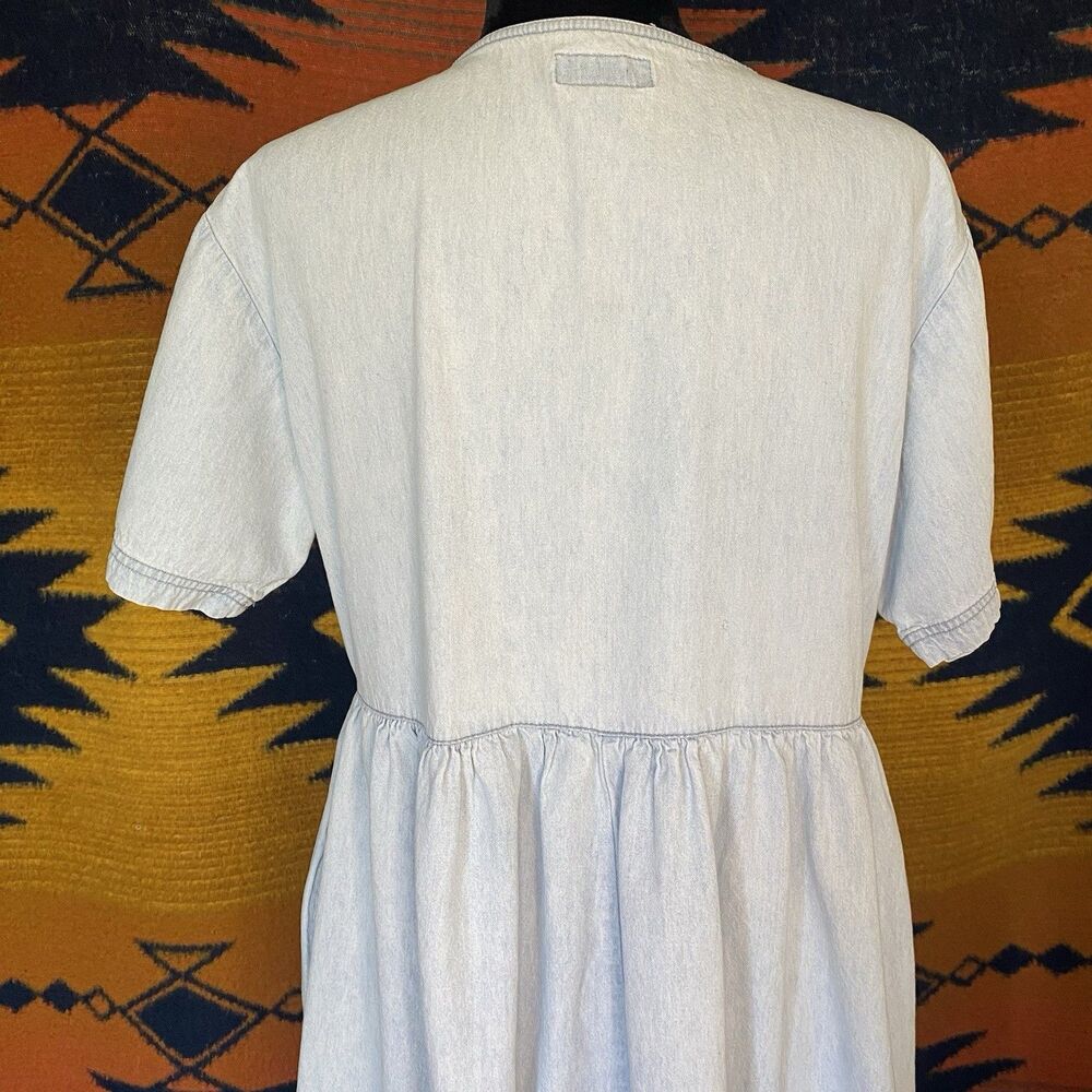 Vintage 80’s Fads Cotton Button Up Dress. Pockets. Large. Boho. Casual. - Picture 4 of 14